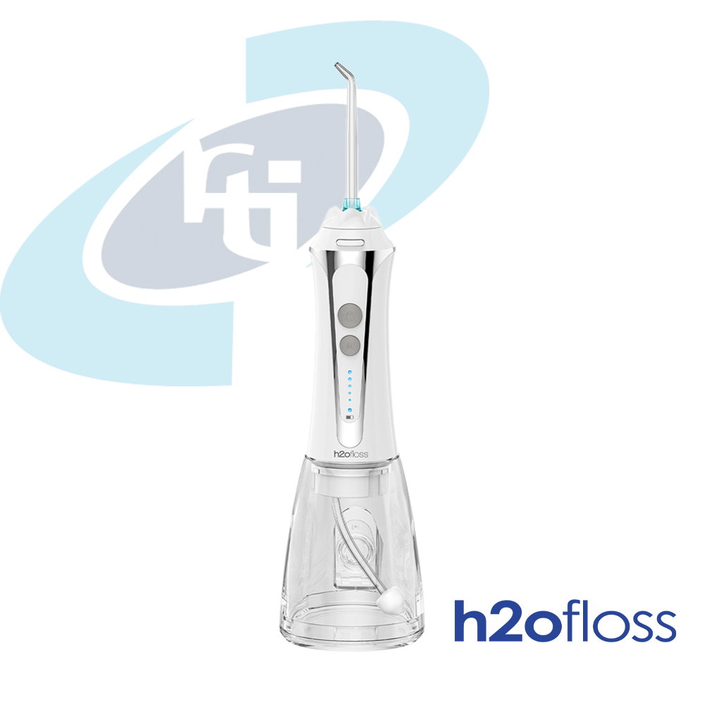 واترجت دهان و دندان قابل حمل h2ofloss مدل HF-2 با 5 حالت فشار، مخزن 300 میلی‌لیتر و 5 سری کاربردی بهمراه ضمانت اصالت کالا + سلامت فیزیکی + ۶ ماه گارانتی تعویض