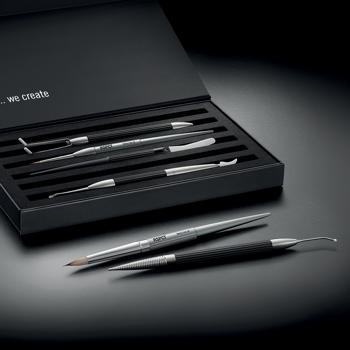 ست ابزار پودرگذاری پرسلن Smile Line مدل Porcelain Instrument Set با قلم‌موهای RSPCT | پک کامل ابزار سرامیک